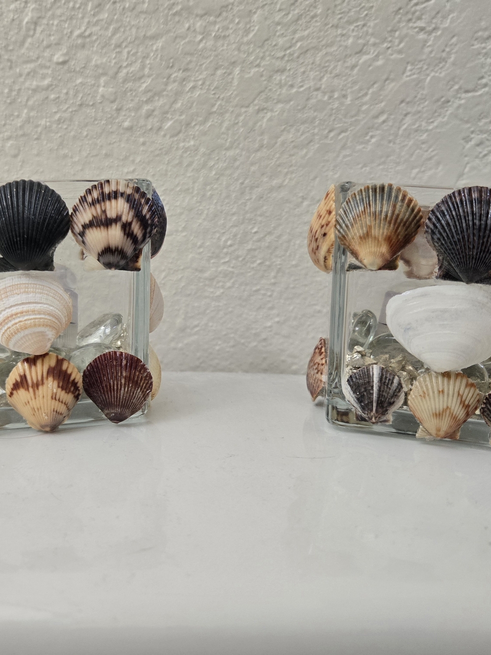 Seashell Embellished Glass Vase Accent - Neutral Tones